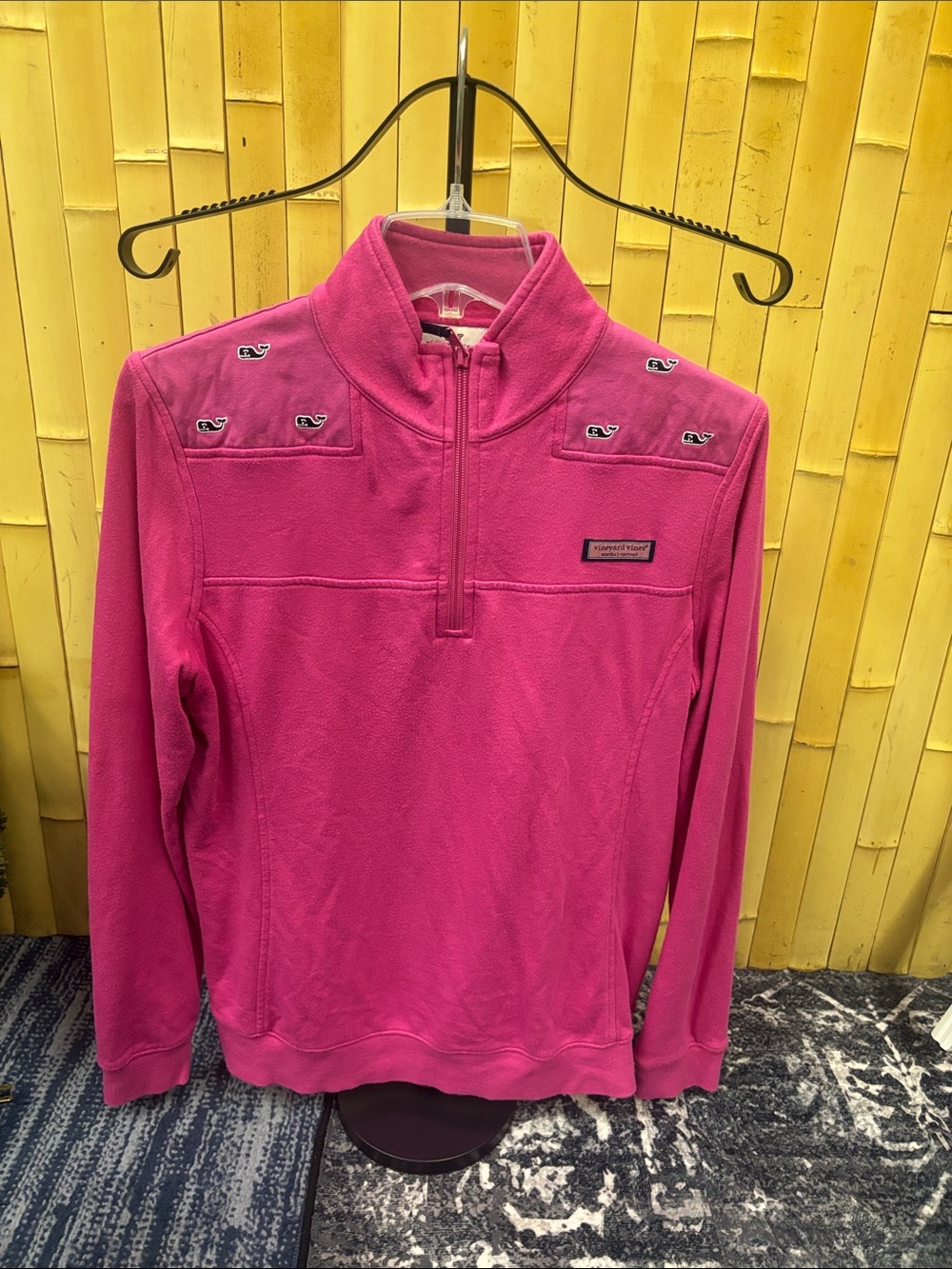 Vineyard Vines Women's Hot Pink Microfleece Quarter-Zip Pullover